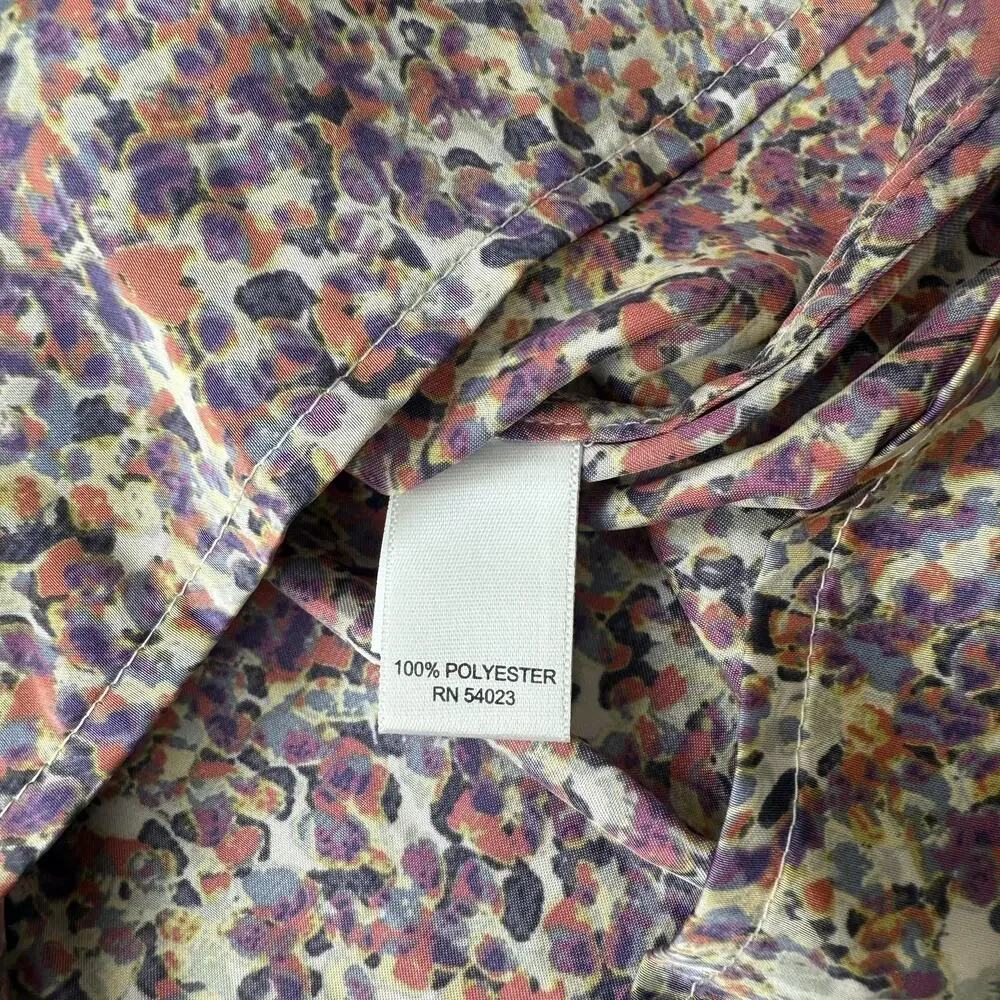 Banana Republic Purple Floral Smocked Waist Blouse